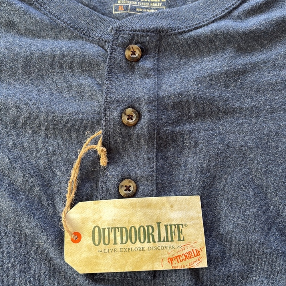 Brand New Outdoor Life® Men's Sueded Henley Shirt XL Deep Sea Heather - Picture 5 of 7